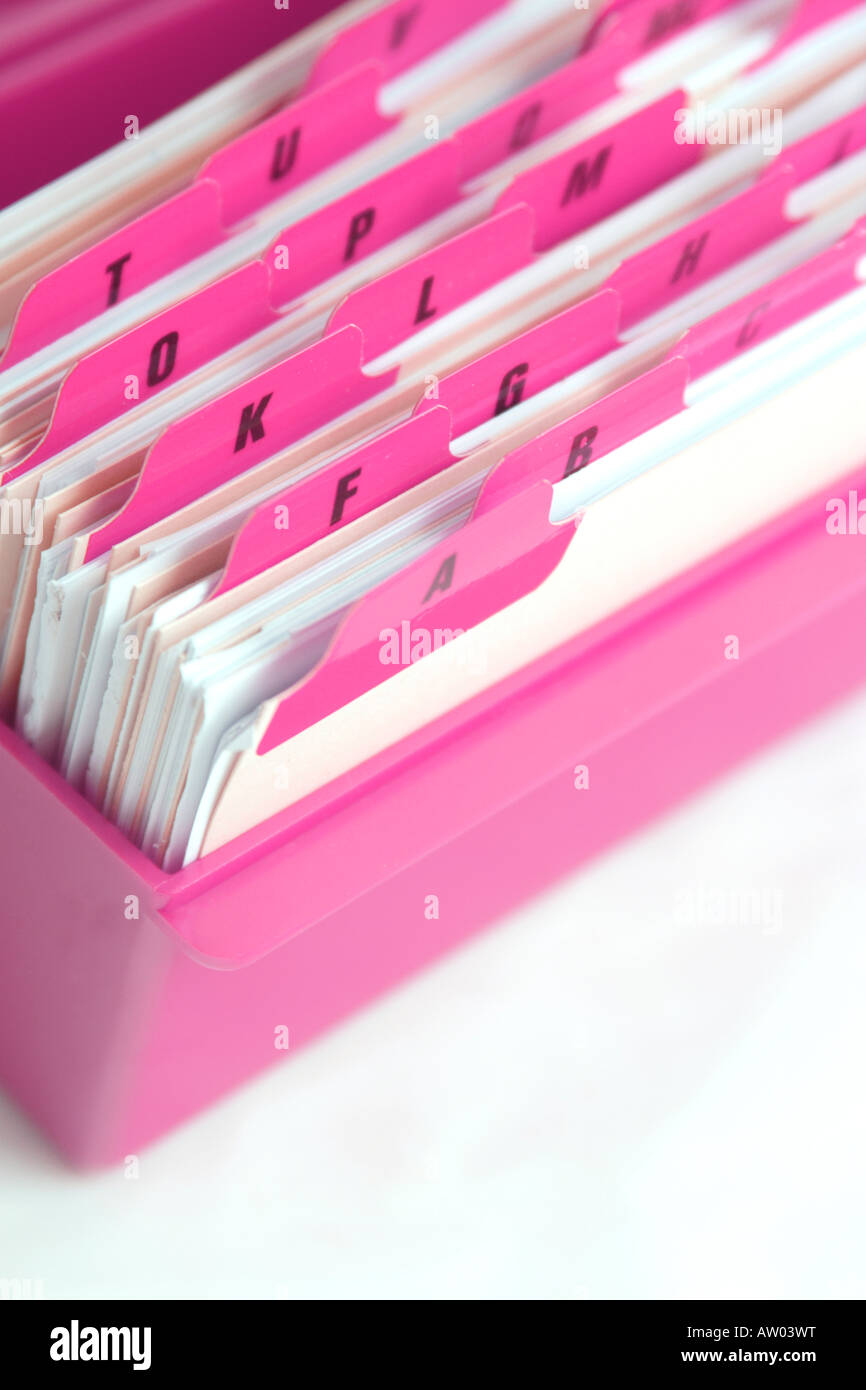 pink index or organiser box Stock Photo