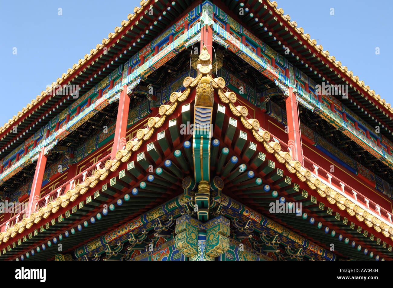 Detail of a roof in the Forbidden city Beijing China. 03-Mar-2008 Stock Photo