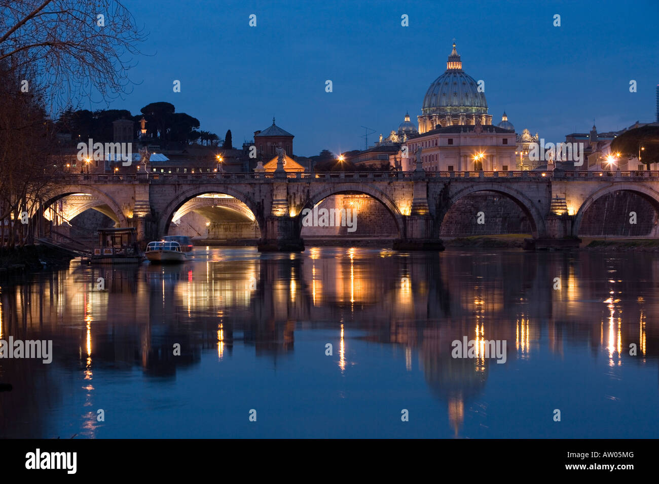 St Peter´s Basilica and Ponte Sant´Angelo, Rome, Italy Stock Photo