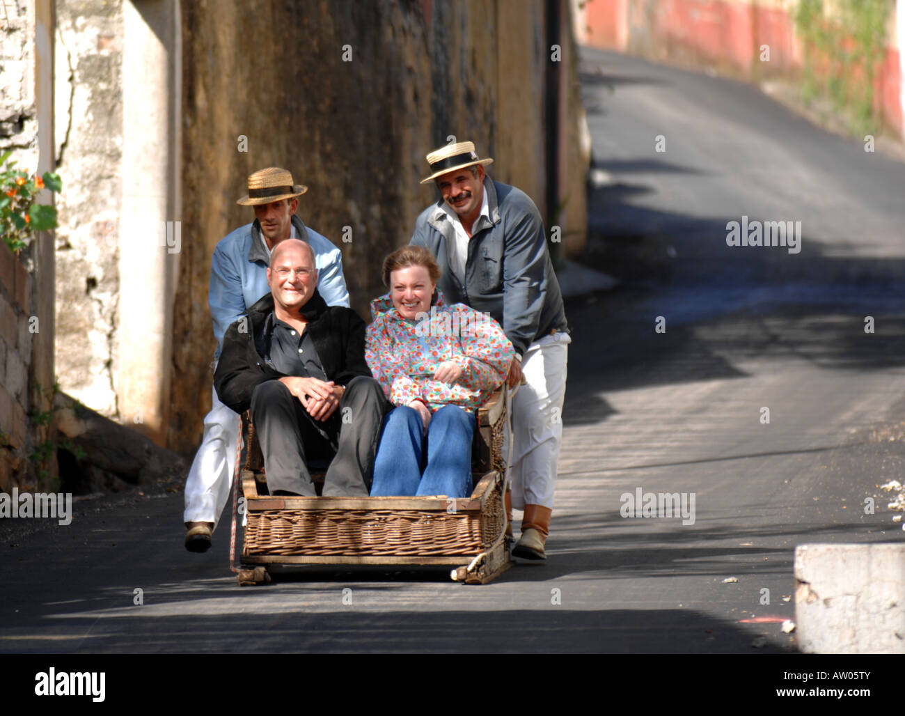 Toboggan ride, Funchal, Madeira Stock Photo Alamy