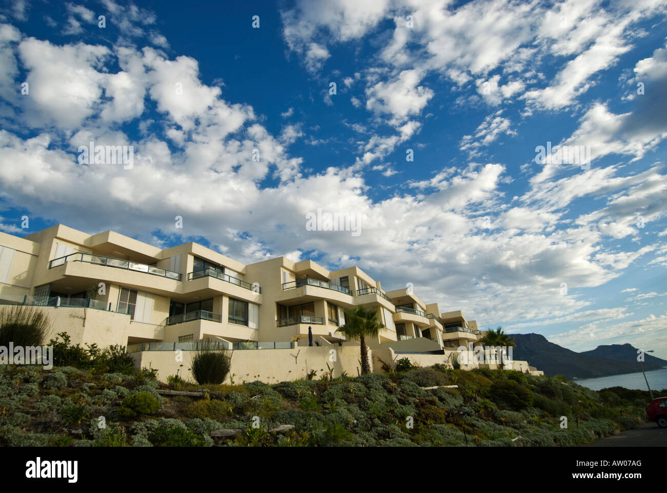 Clifton beach with houses and condominiums on Cape Peninsula near Cape