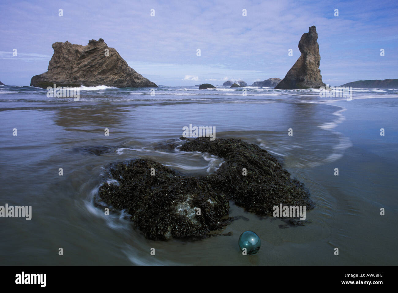 Usa Oregon Coast Highway At Bandon Sea Stacks And Sand Beach