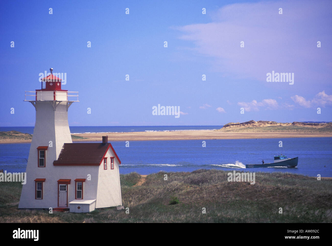Canada Prince Edward Island Tryon Lighthouise Cavendish Beach Stock ...