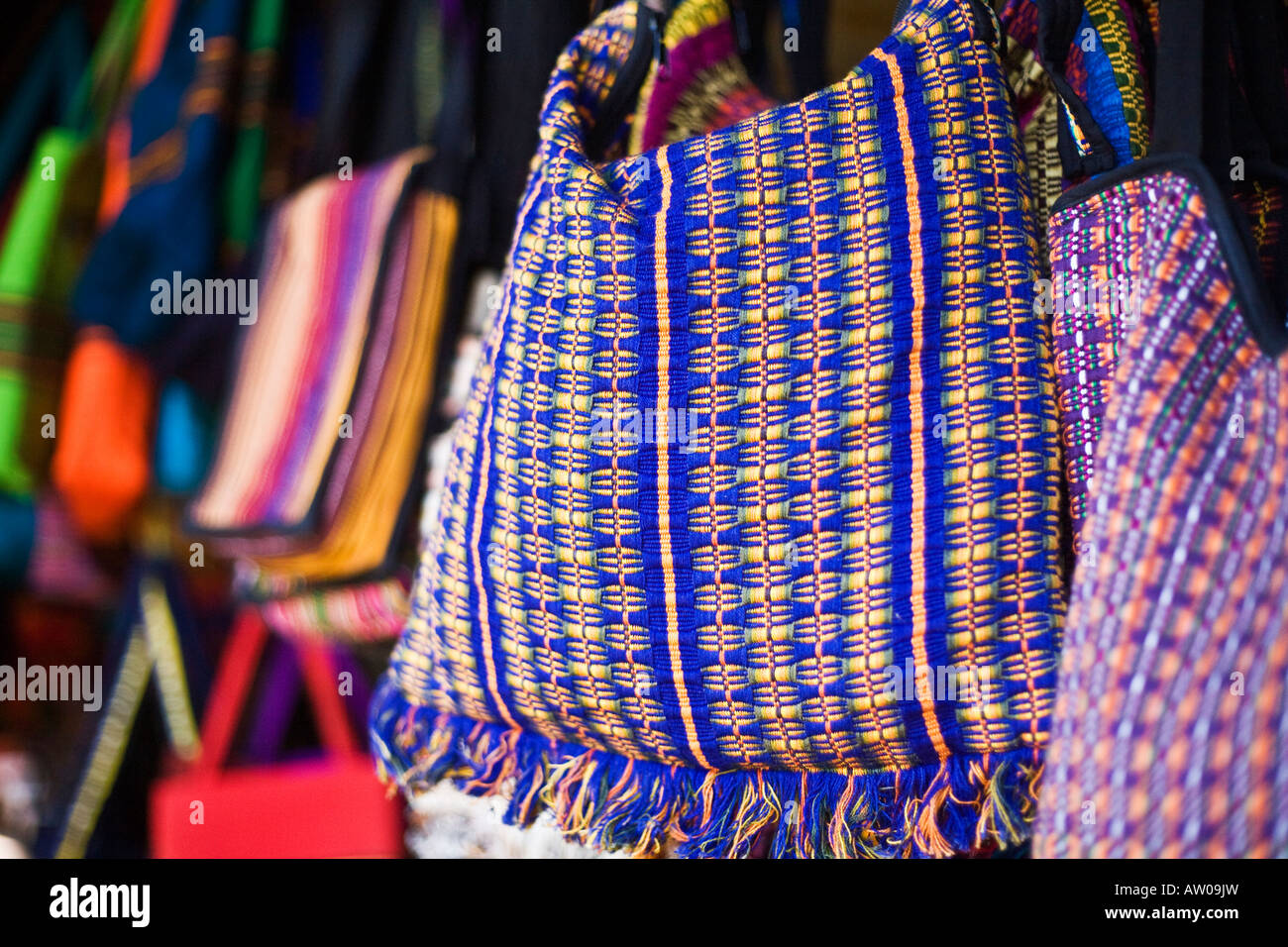 Colorful bags for sale in the market in Masaya market Nicaragua Stock Photo