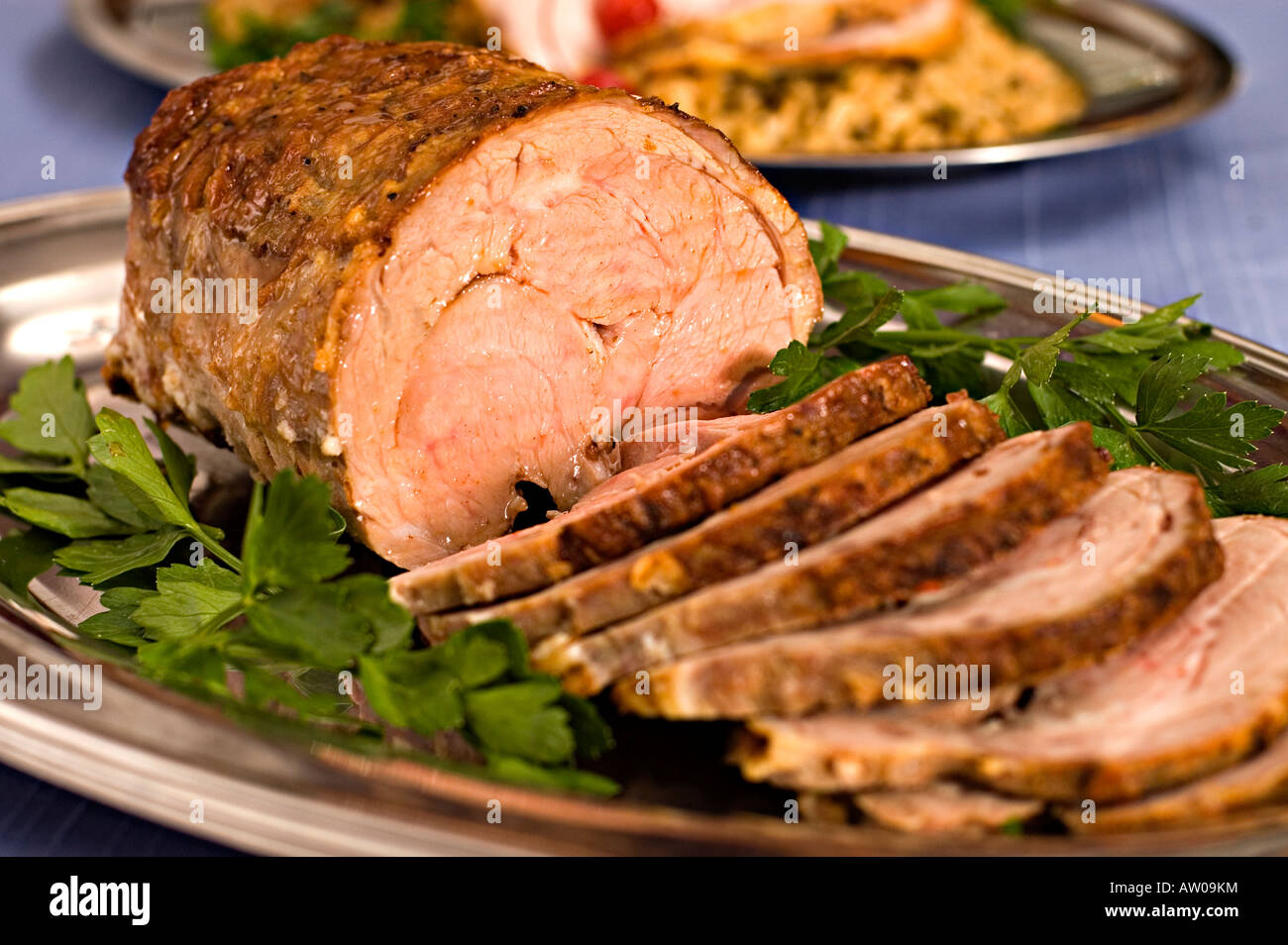 Sliced roast veal Stock Photo Alamy