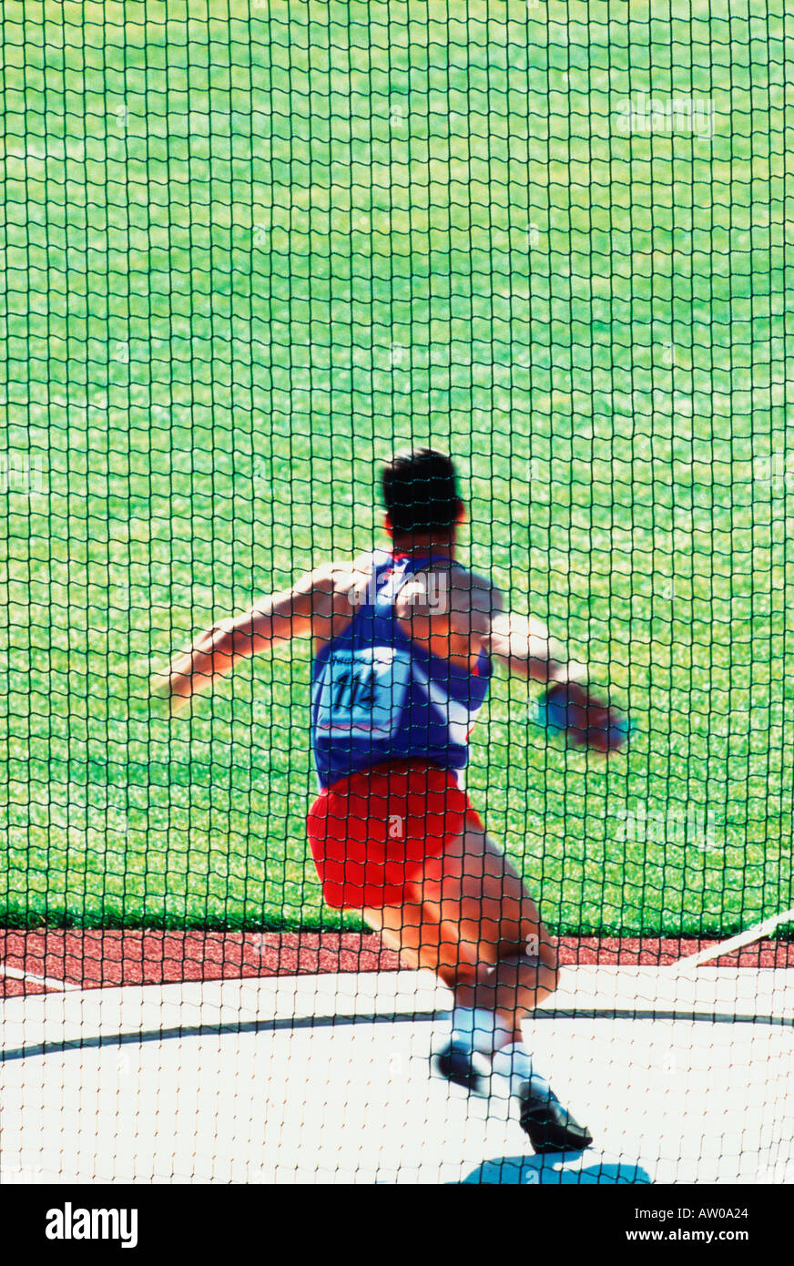 Track and field competition discuss thrower Stock Photo Alamy