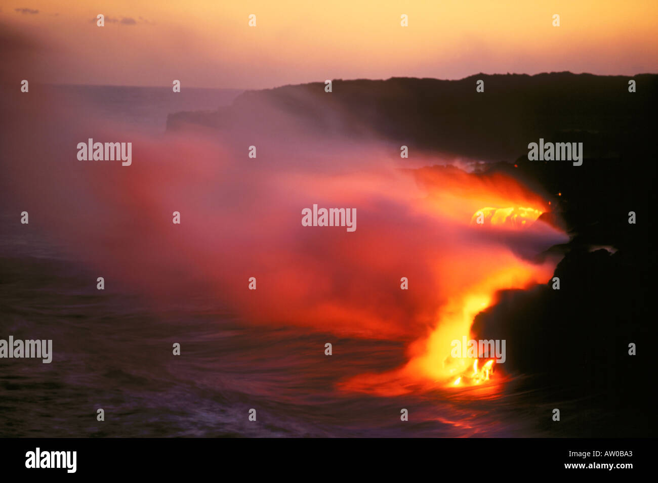 USA Hawaii Big Island Kilauea Volcano Lava Tubes flowing into sea at