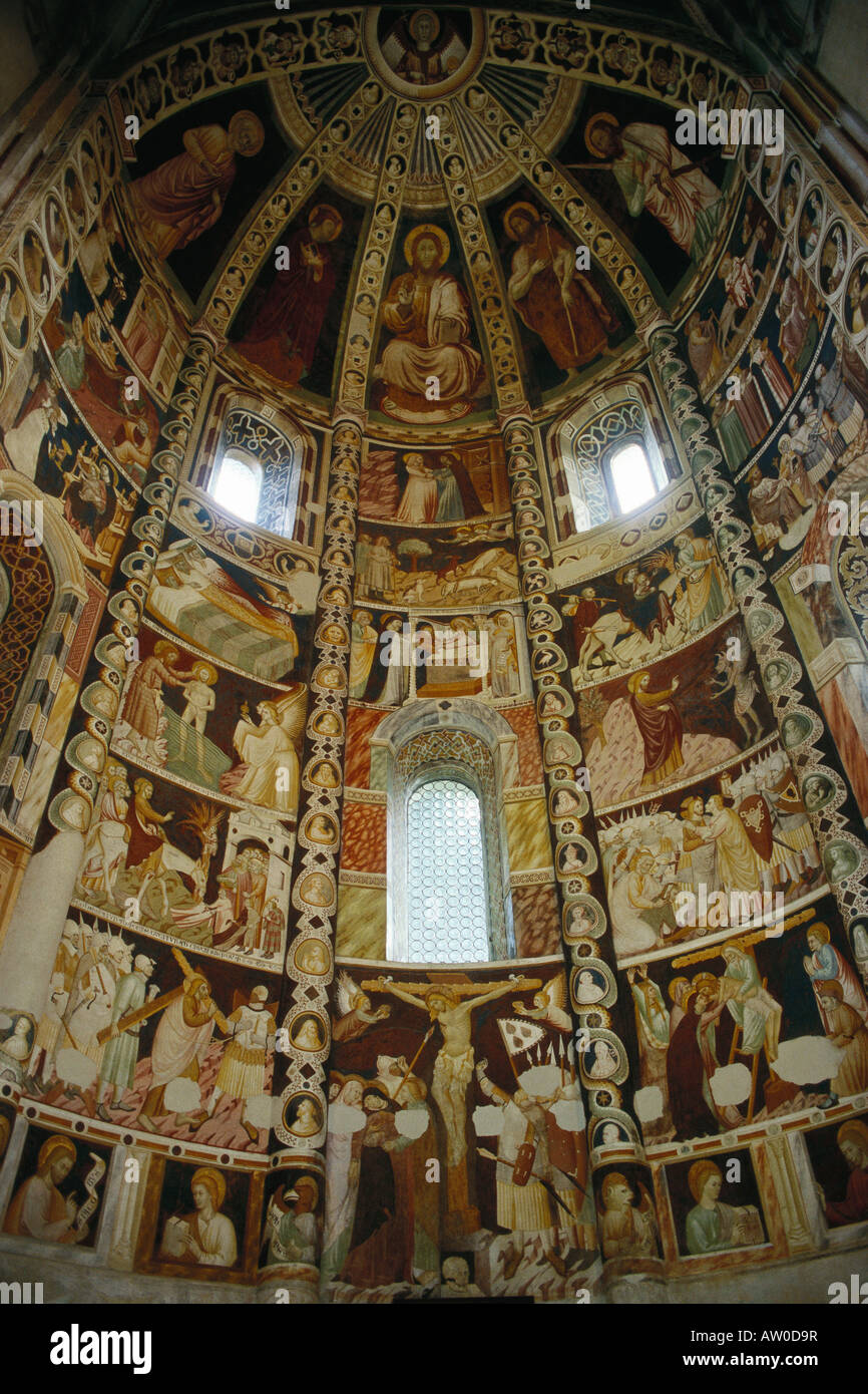 Como Italy 13th C frescos in the apse of the church of Sant Abbondio Stock Photo