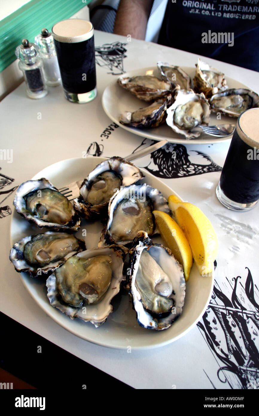 A plate of Oysters and a glass of Guinness at the Butley Orford