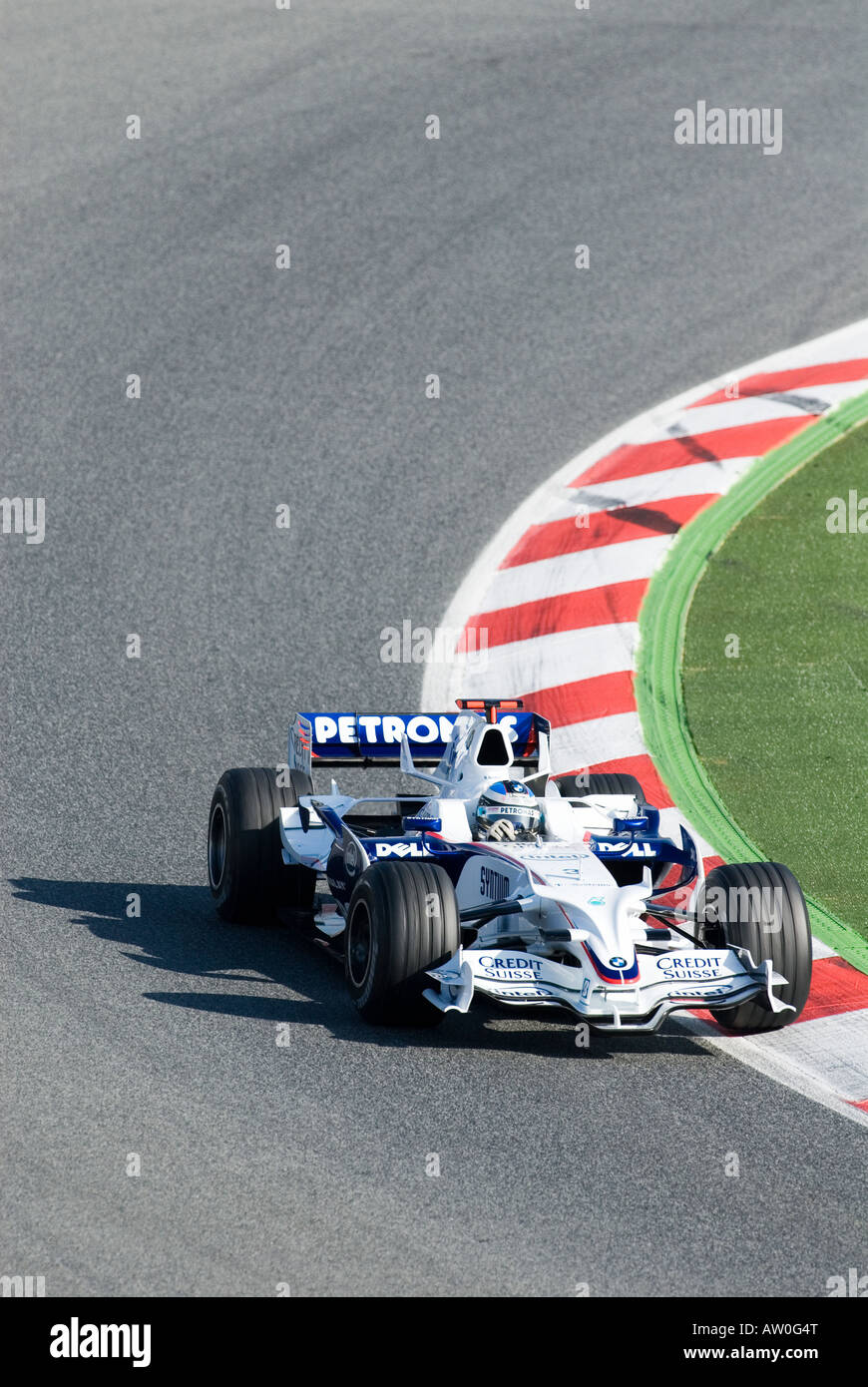 Nick Heidfeld (GER) in the BMW Sauber F1 08 Racecar during Formula 1 testing sessions,in Feb. 2008 Stock Photo