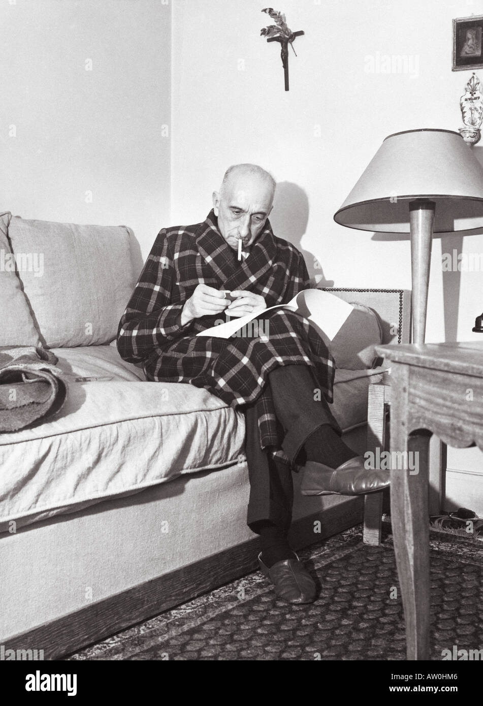 FRANCOIS MAURIAC French novelist 1885 to 1970 at his Paris home in 1964 ...