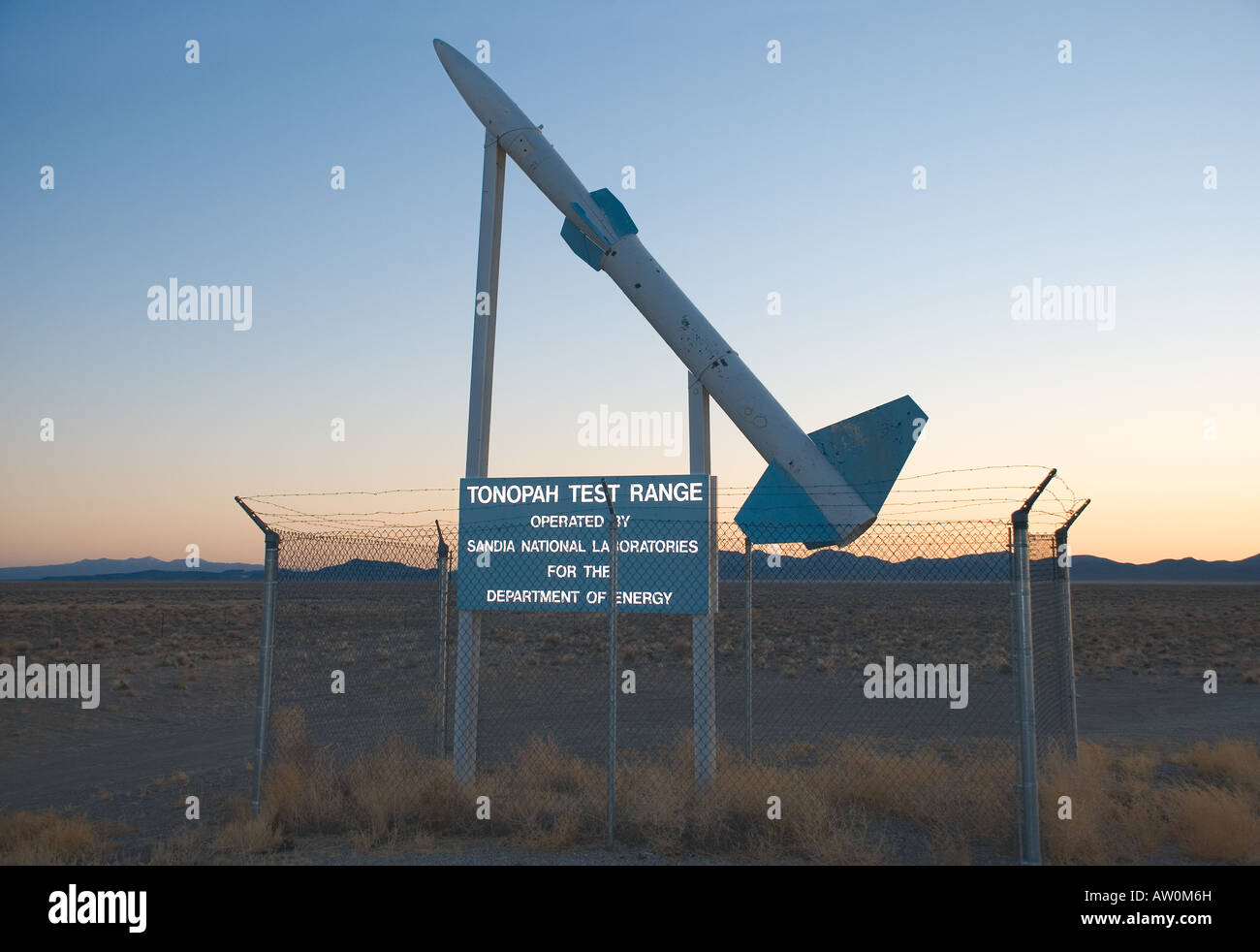 Entrance to Tonopah Test Range in remote Nevada, USA Stock Photo