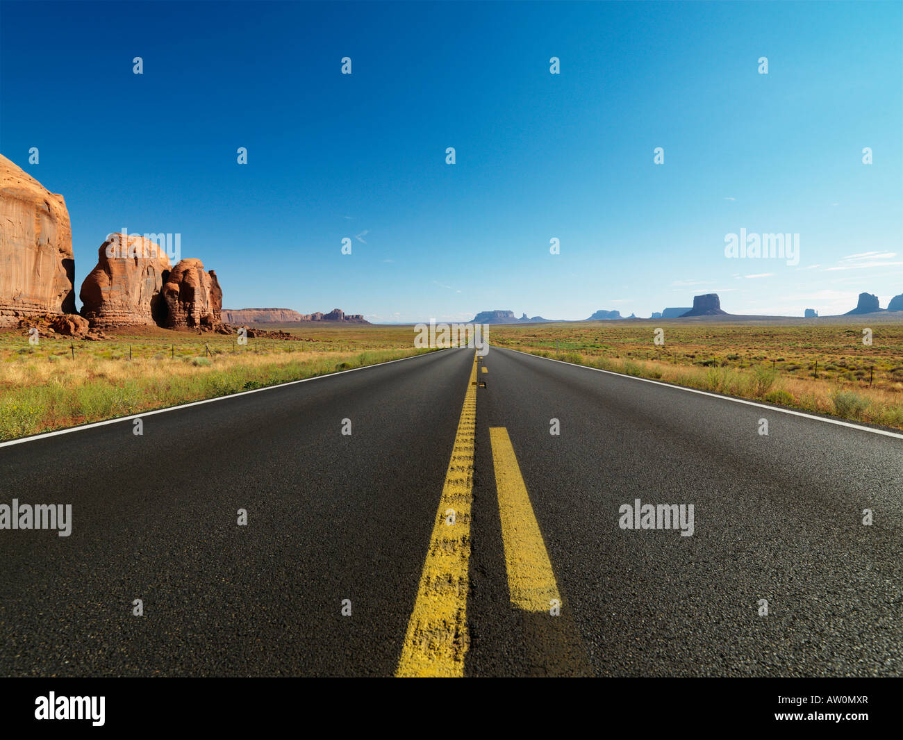 Scenic desert highway. Stock Photo