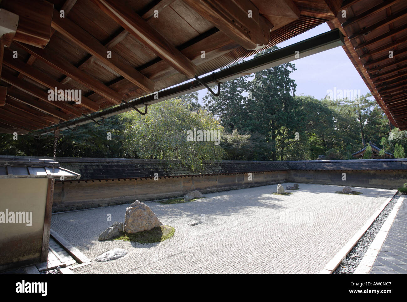 Zen rock garden Ryoanji Temple Kyoto Stock Photo Alamy