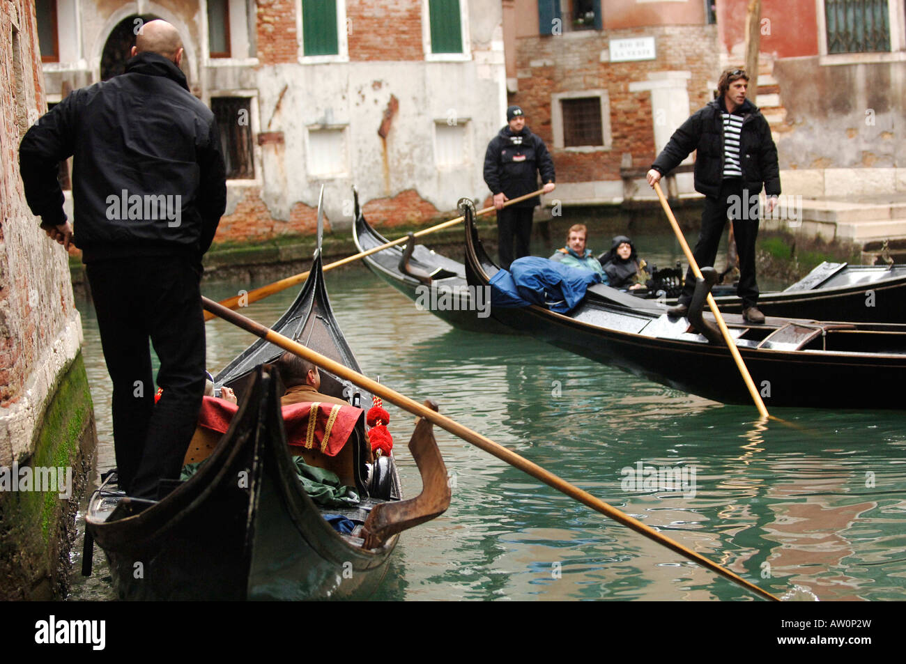 Gondolas on the canals and waterways of the city of Venice Italy The ...