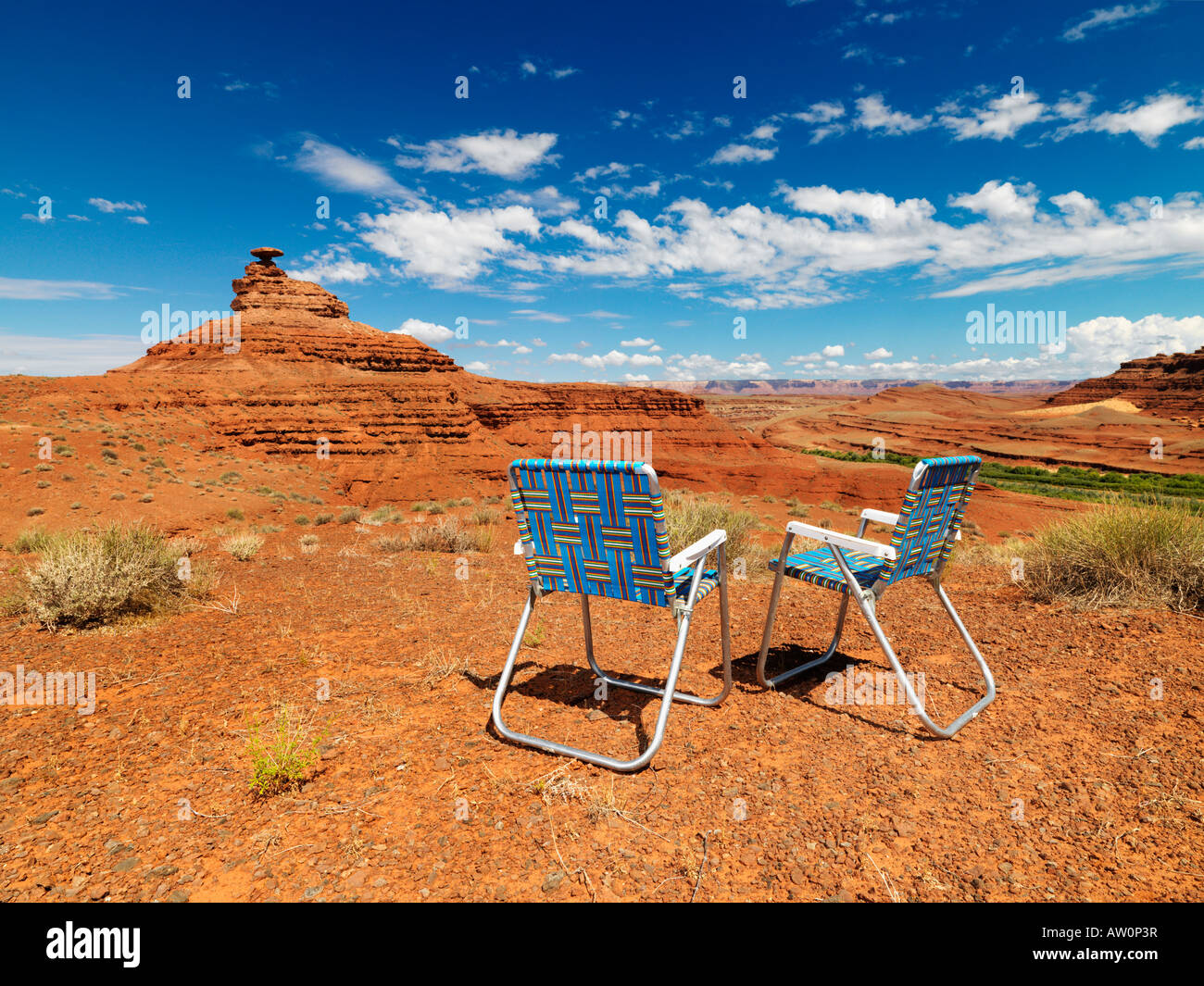 Chairs in desert. Stock Photo