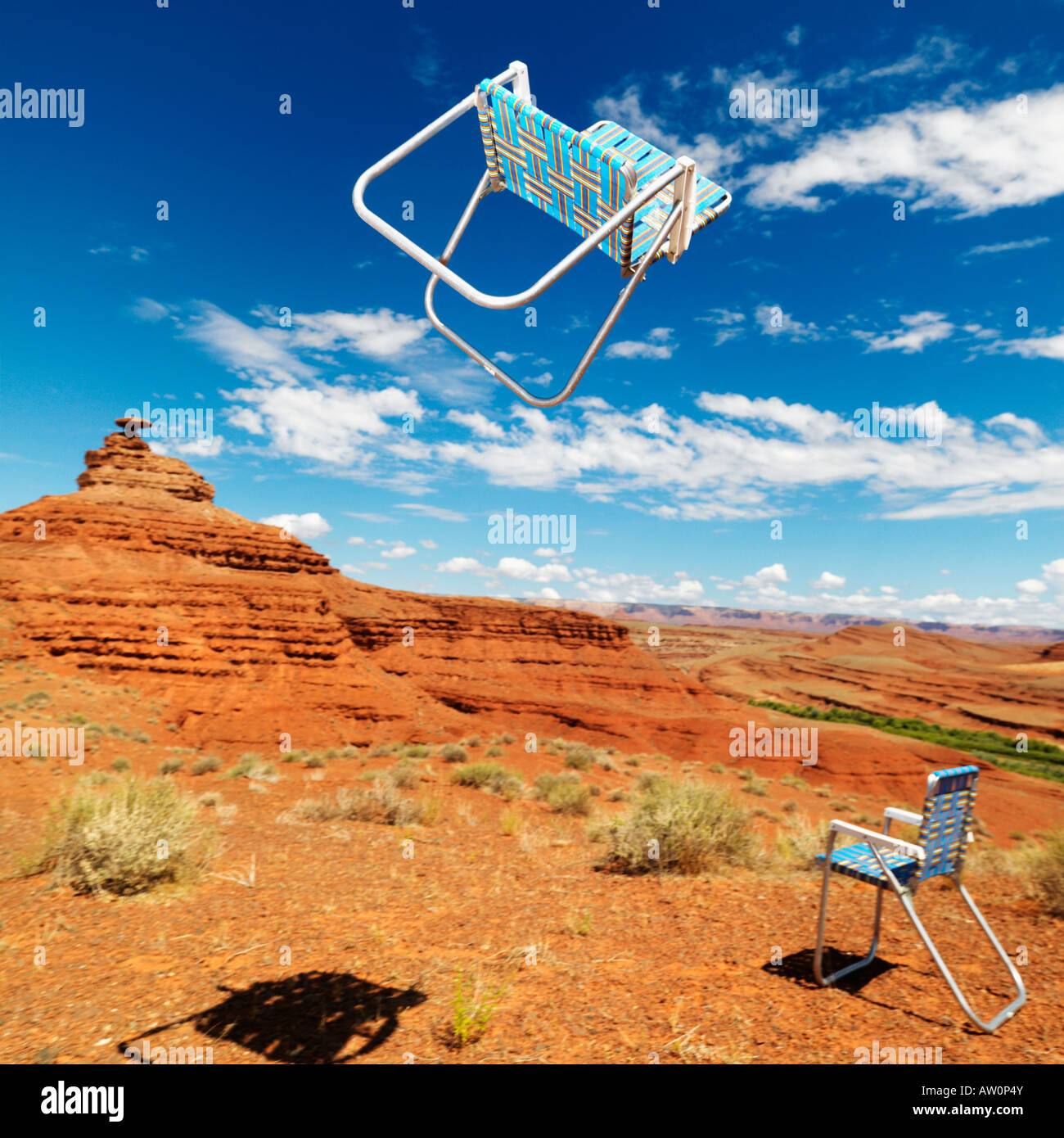 Lawn chairs in desert Stock Photo Alamy