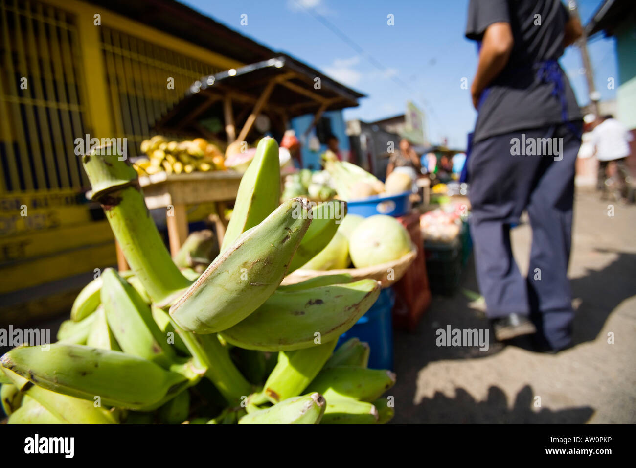Plantains for sale in the busy little market of Masatepe Stock Photo