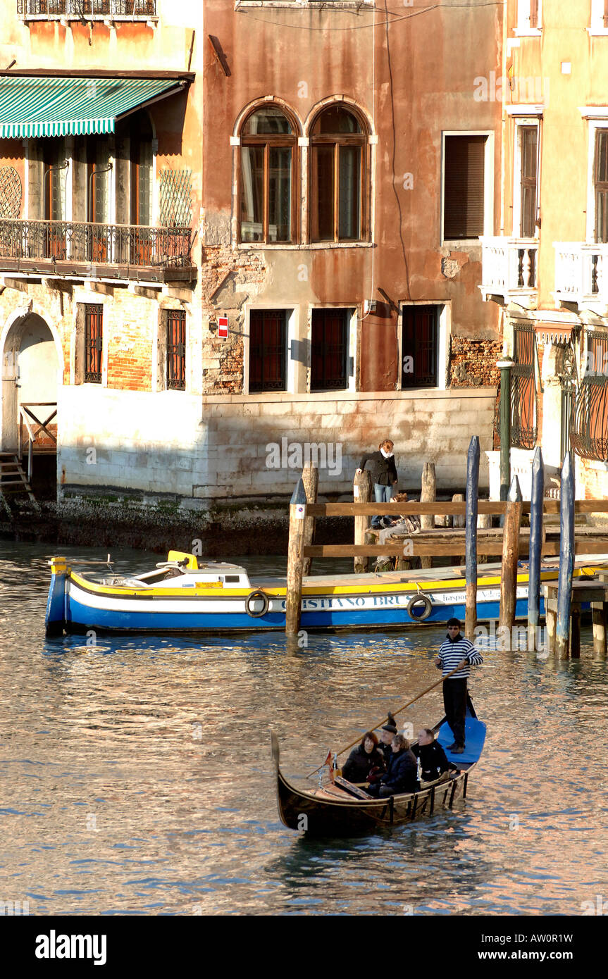 Gondolas on the canals and waterways of the city of Venice Italy The ...