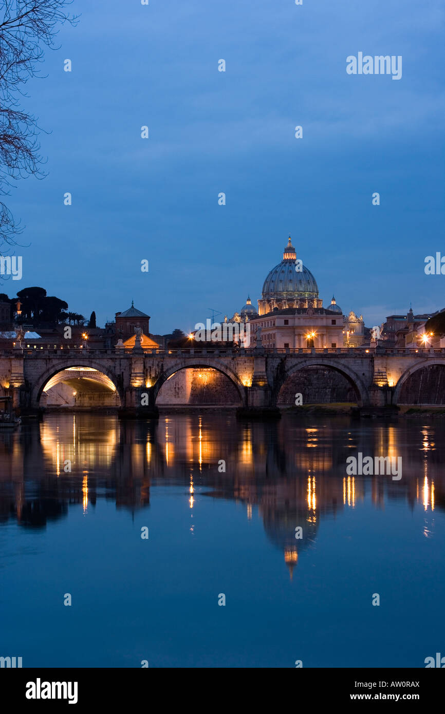 St Peter´s Basilica and Ponte Sant´Angelo, Rome, Italy Stock Photo