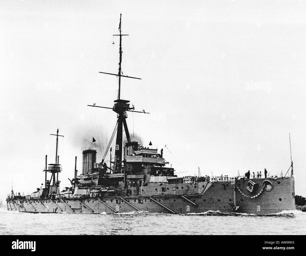 HMS Dreadnought 1907 photograph of the revolutionary battleship in her first year of full service Stock Photo