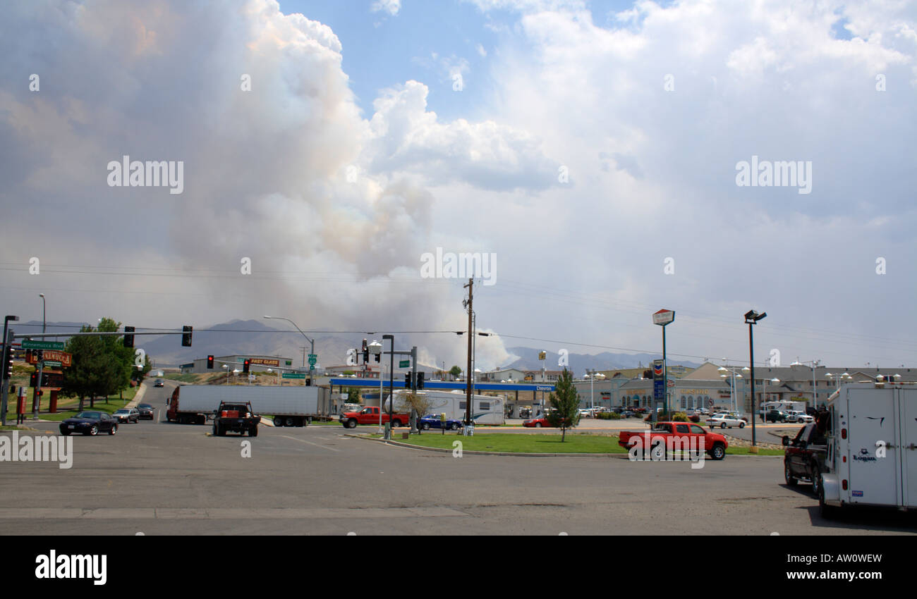 Smoke from a wildfire outside Winnemucca, Nevada on 7 July, 2007 Stock