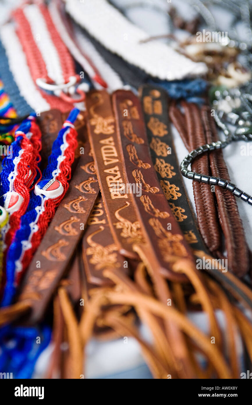 Costa Rica and Pura Vida bracelets for sale in Tortuguero Village Stock  Photo - Alamy