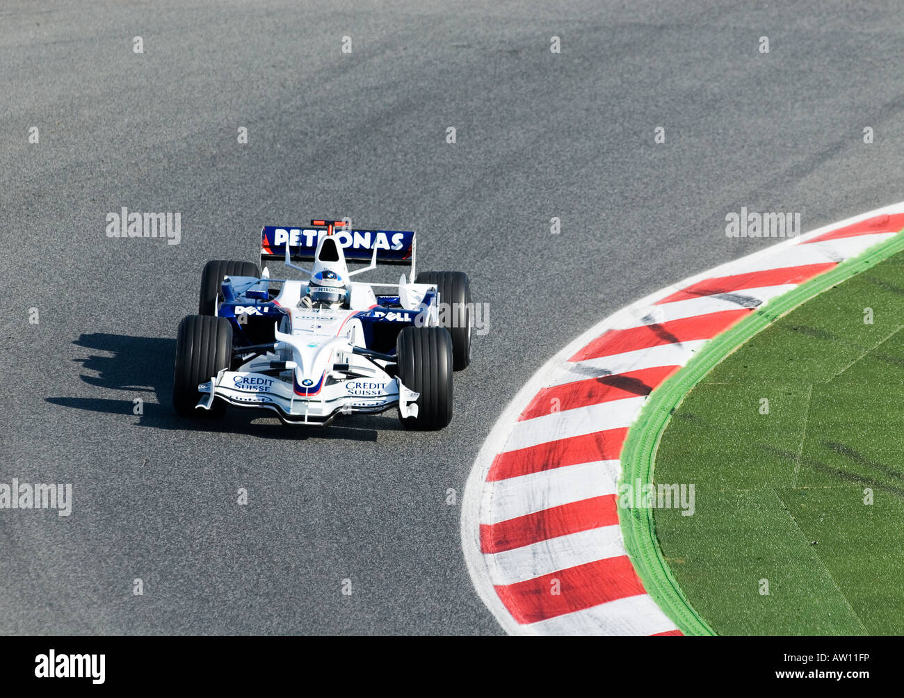 Nick Heidfeld (GER) in the BMW Sauber F1 08 Racecar during Formula 1 testing sessions,in Feb. 2008 Stock Photo