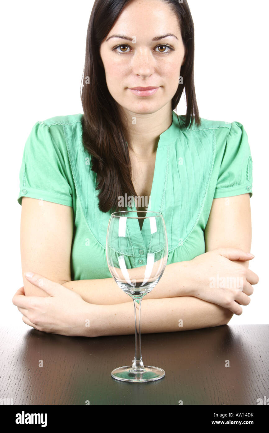 Young Woman with Empty Wine Glass Model Released Stock Photo - Alamy