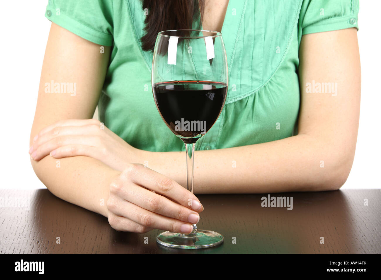Young Woman with Glass of Red Wine Model Released Stock Photo - Alamy