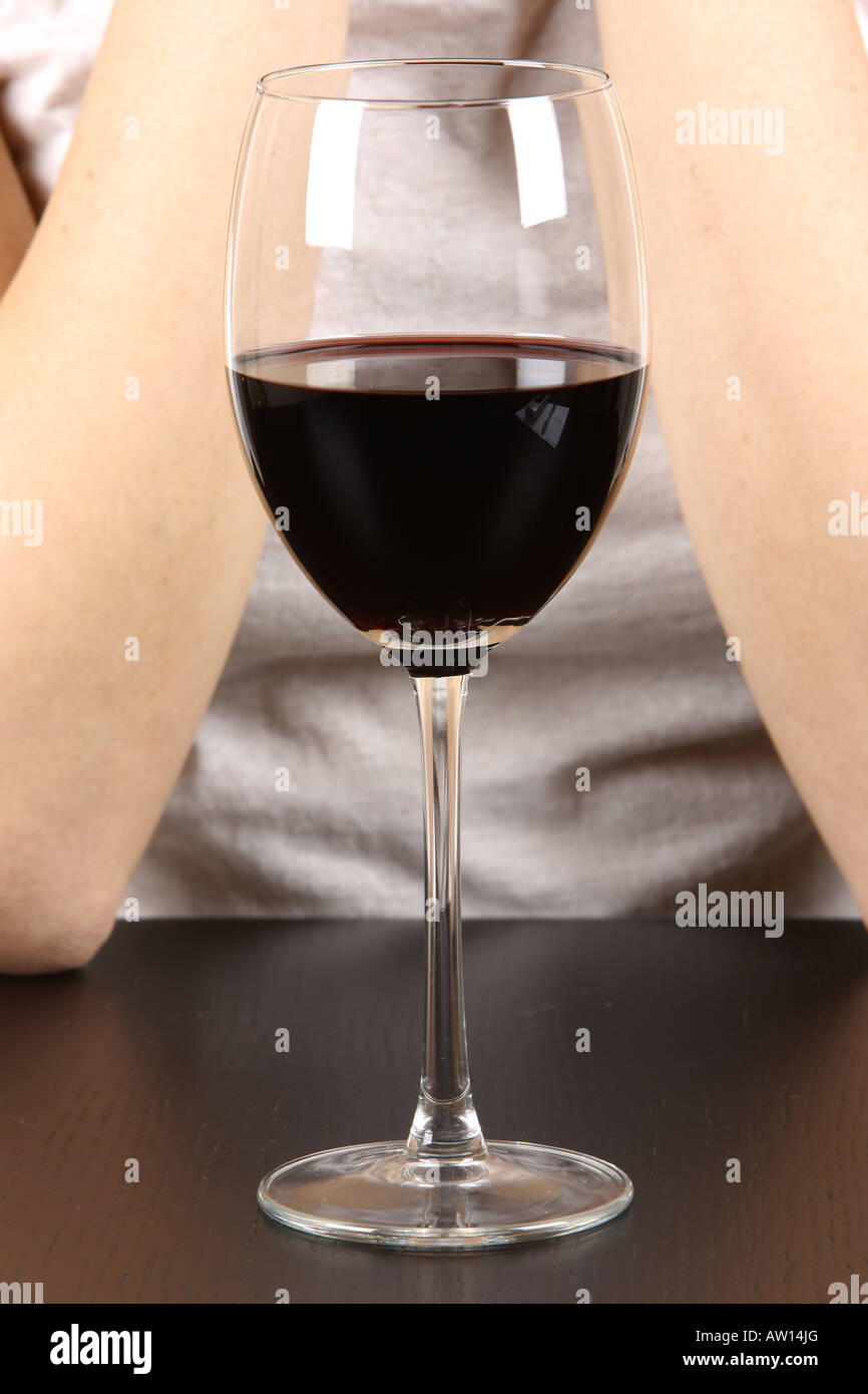 Young Woman with Glass of Red Wine Model Released Stock Photo - Alamy