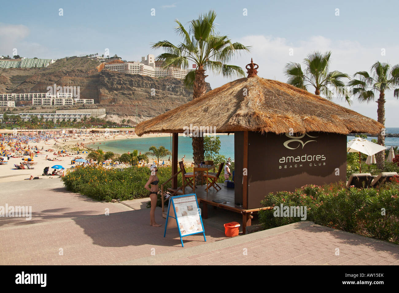 Amadores beach club massage centre overlooking Playa de los Amadores beach  near Puerto Rico on Gran Canaria Stock Photo - Alamy