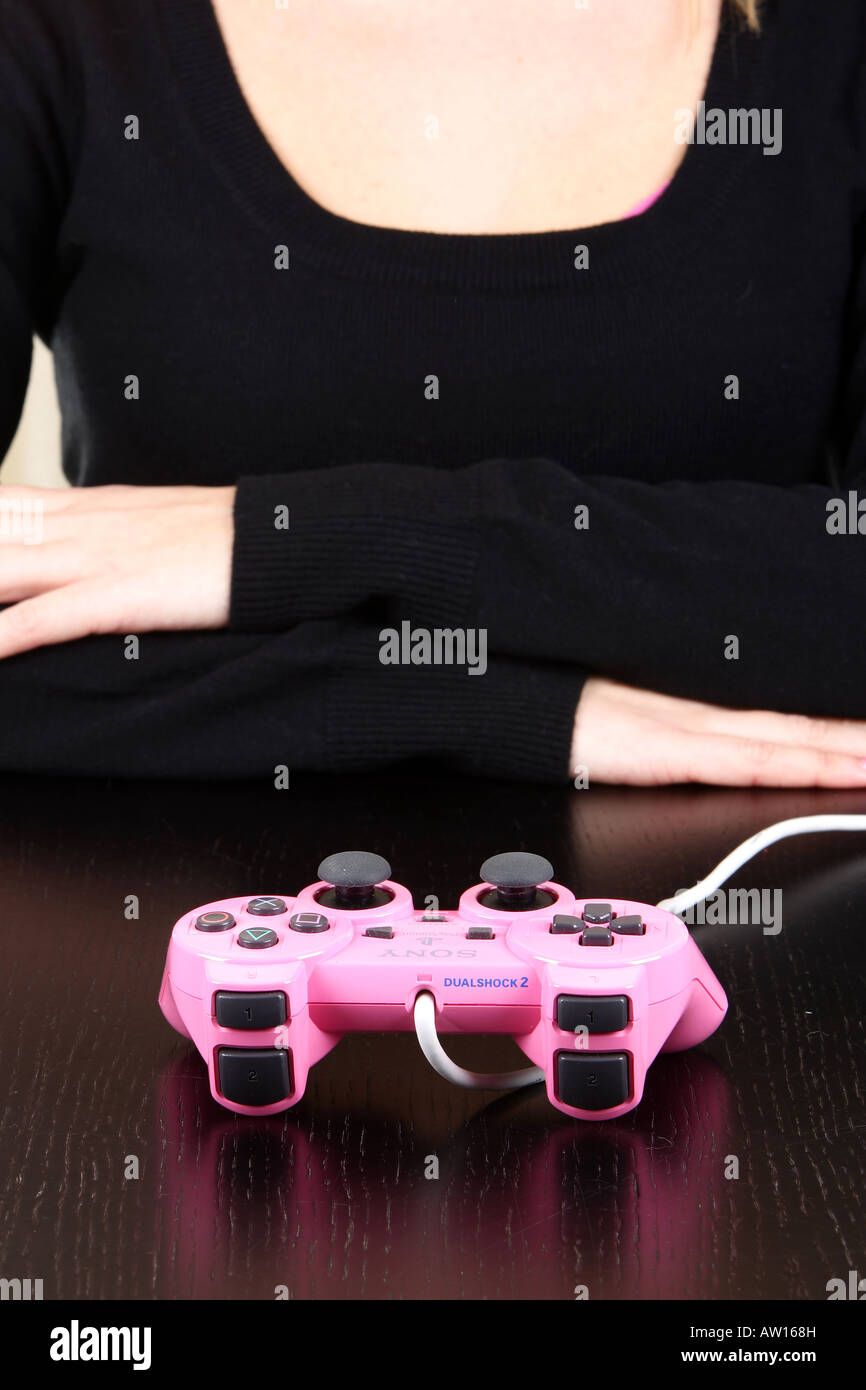 Young Woman With Video Game Controller Model Released Stock Photo