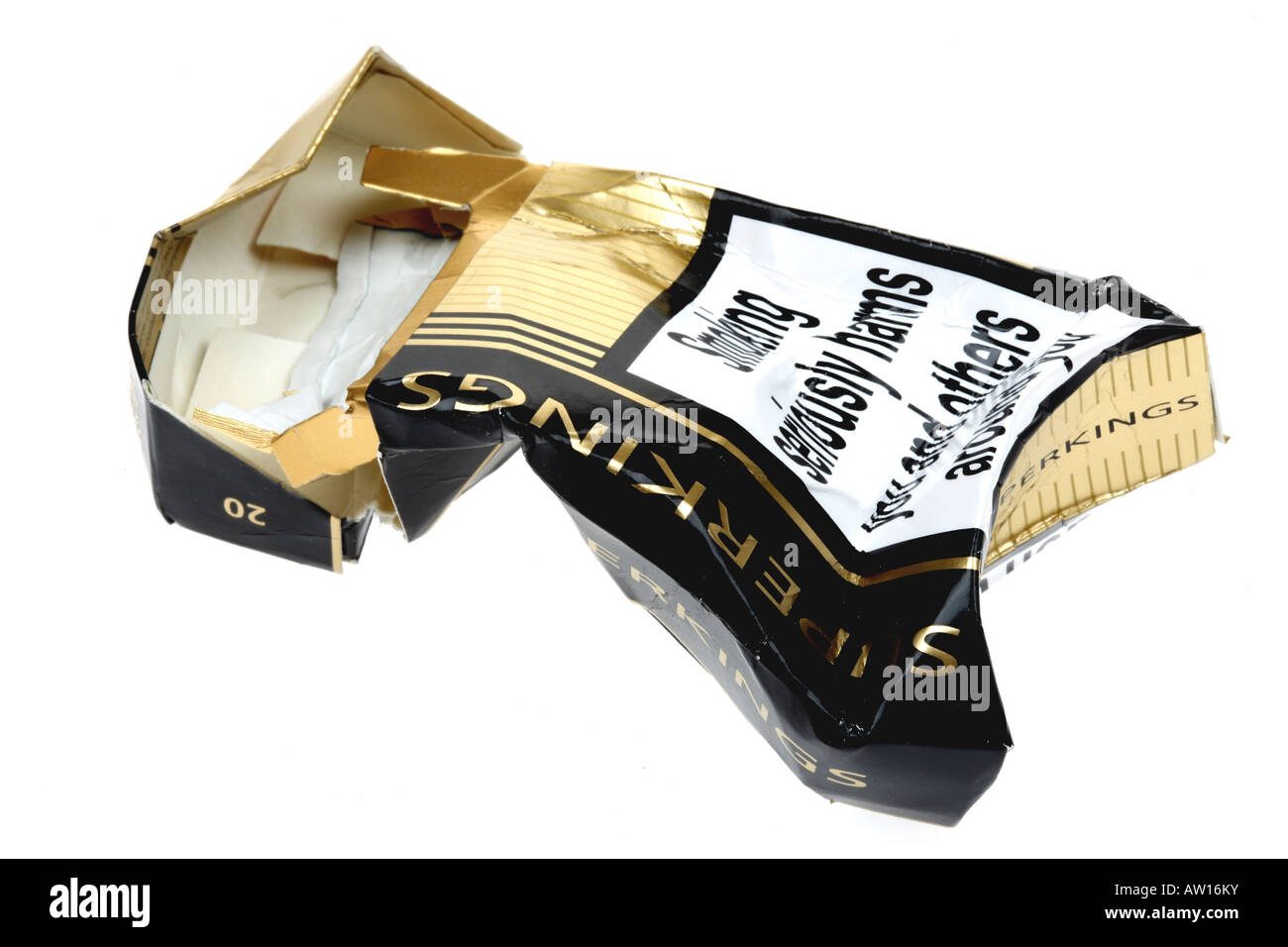 Crushed Cigarette Packet Stock Photo