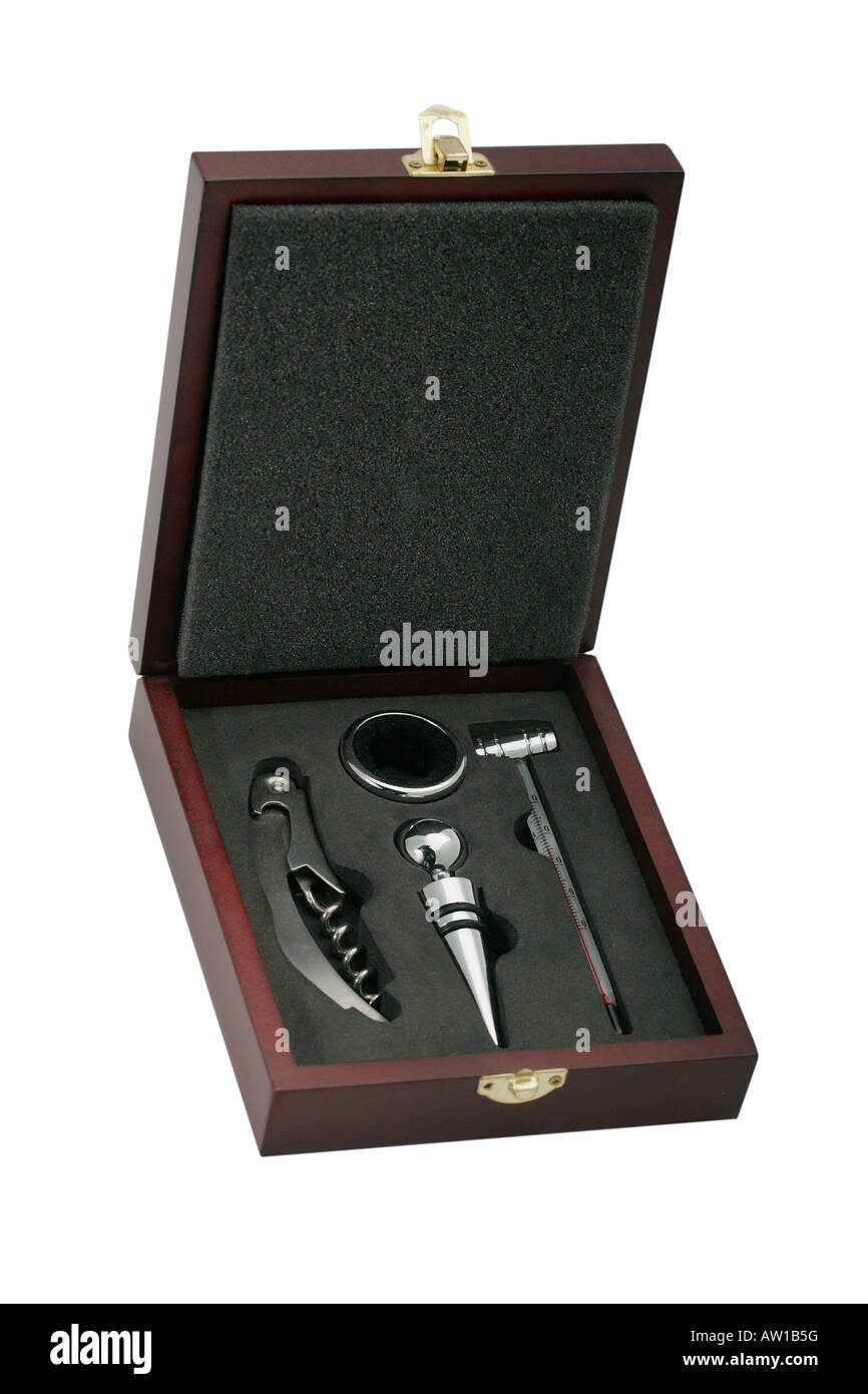 Wine opener deluxe kit gift sommelier tools Stock Photo - Alamy