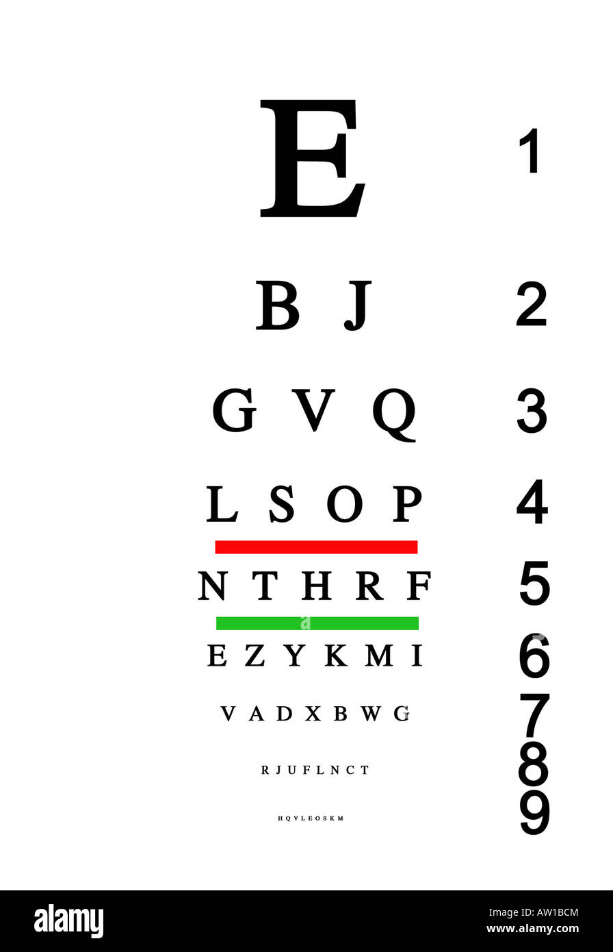 Eye Test Chart Board Stock Photo Alamy