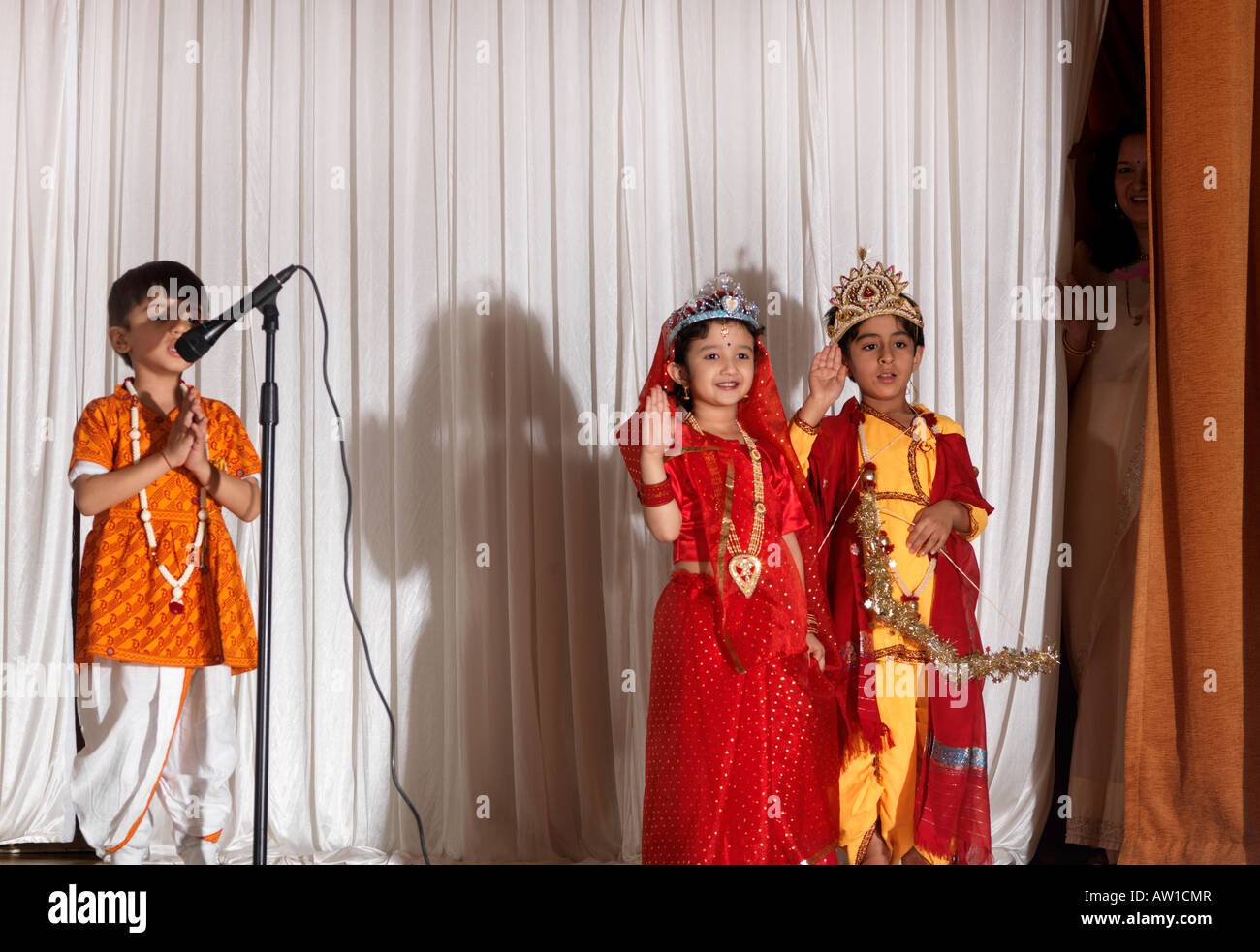 Diwali Wandswoth Town Hall London Nursery Children in Play from Ramayana Hindu Gods Rama and Sita Stock Photo