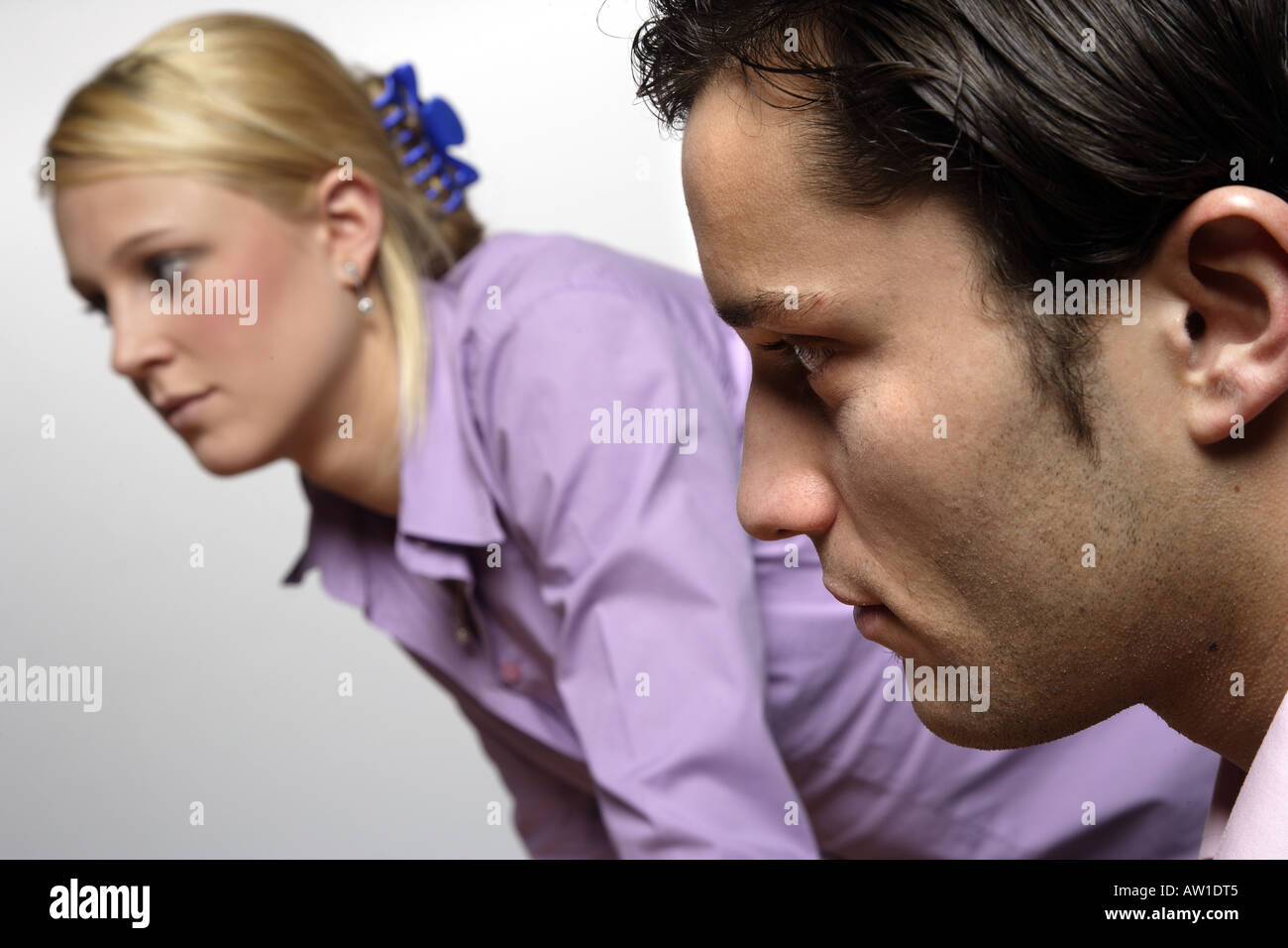 Young businessmann and woman discussing Stock Photo