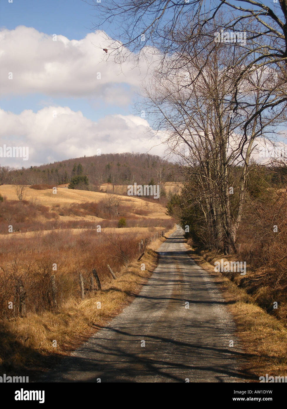 AJD59883, dirt road, Blue Ridge Parkway, Galax, Virginia, VA Stock