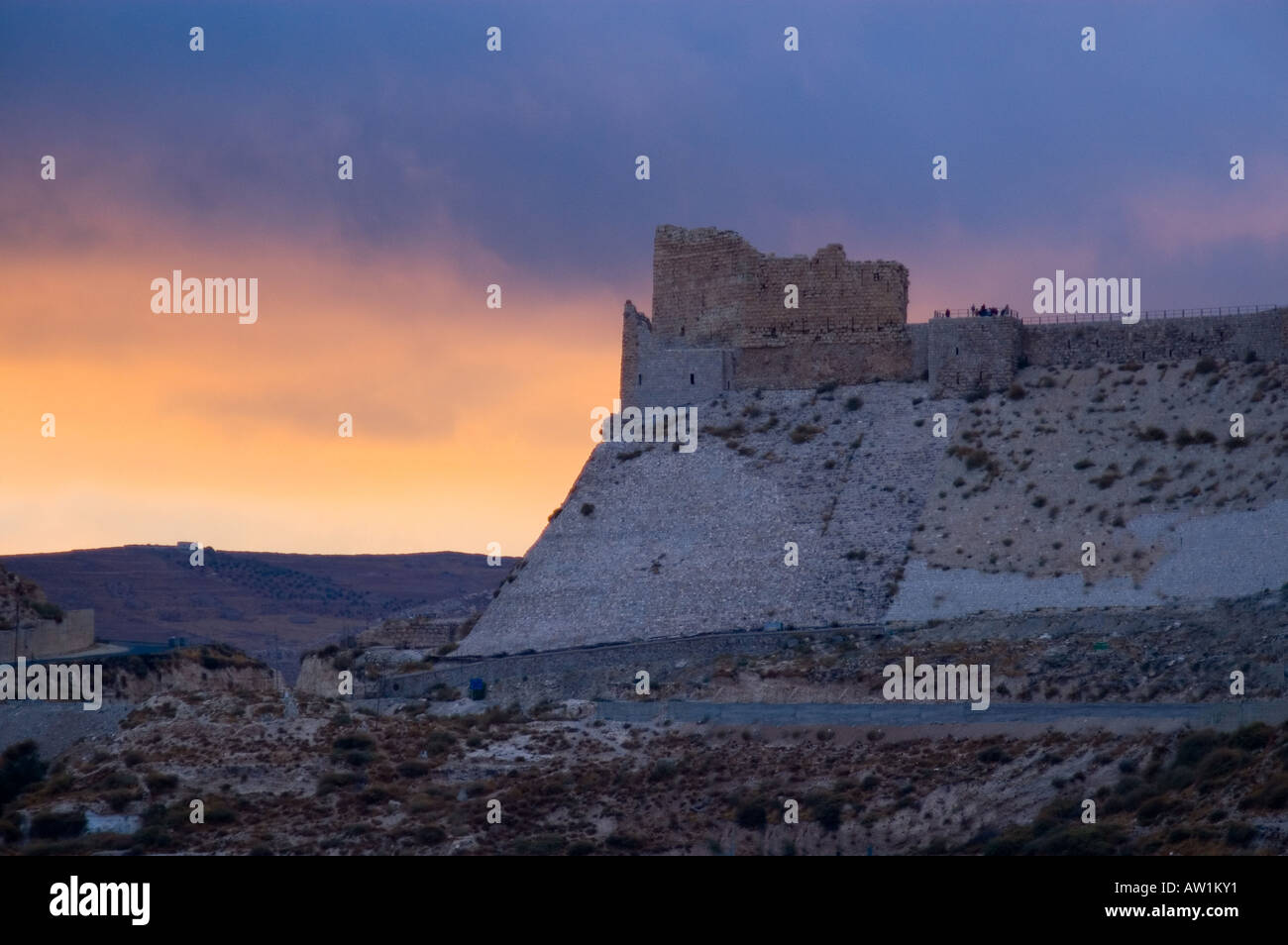 Jordan Fortress Karak at the King's Highway from Amman to Aqaba Stock Photo