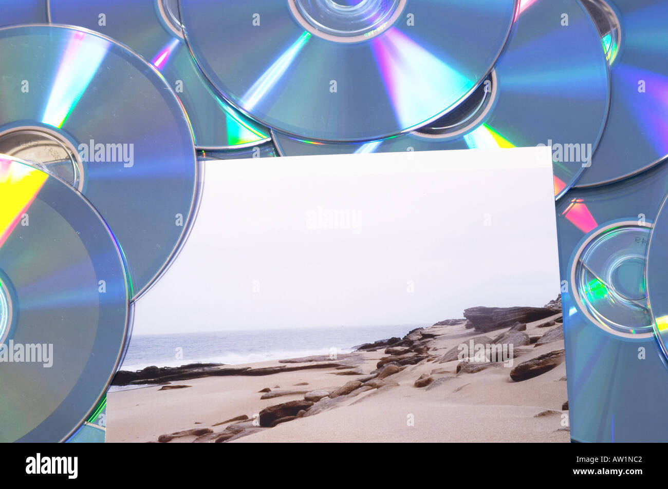 CD compact disk and digital photography Stock Photo