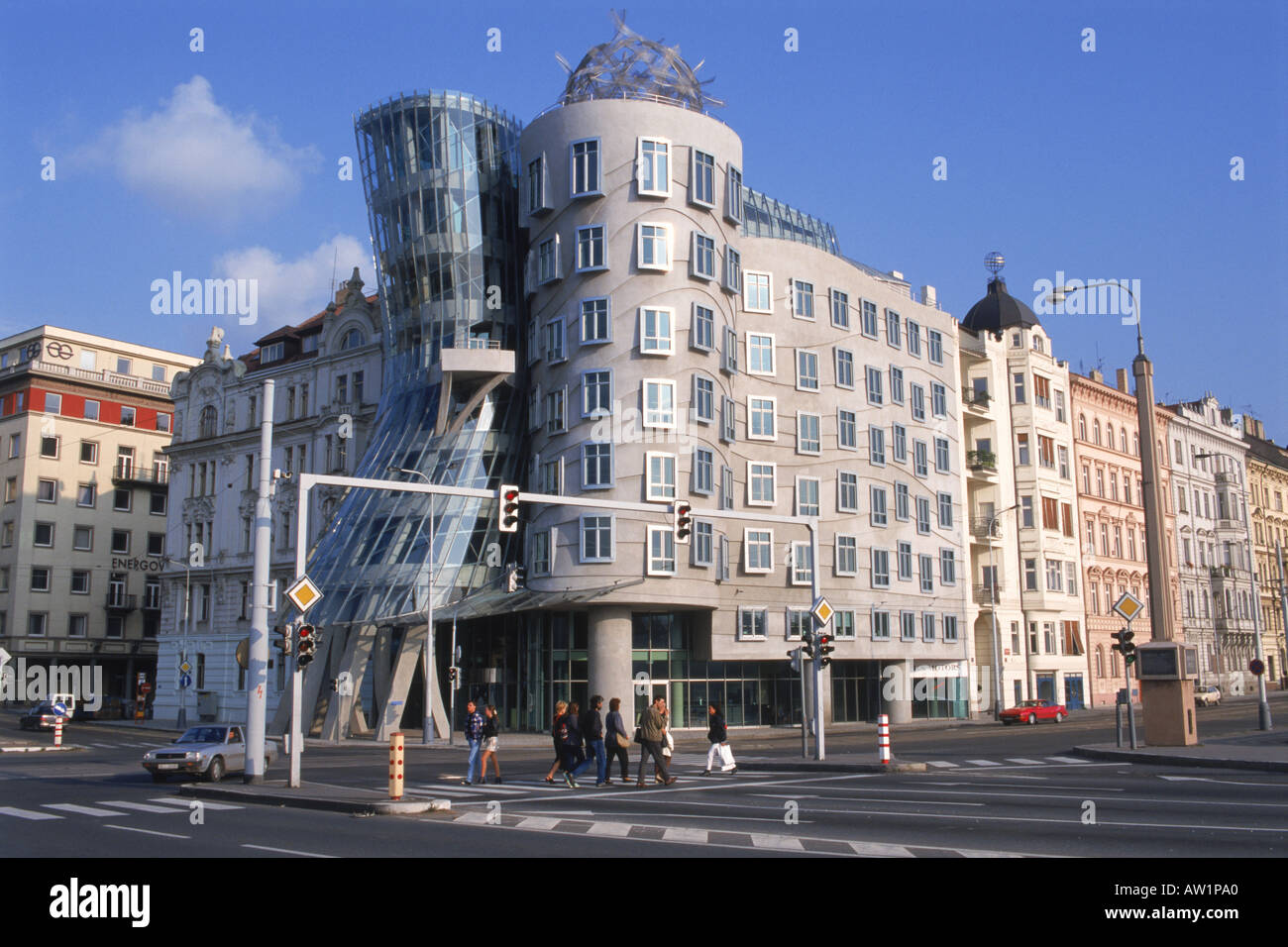 Dancing Building (by Frank O. Gehry and Vlado Milunc), Nove Mesto. Prague, Czech Republic Stock Photo