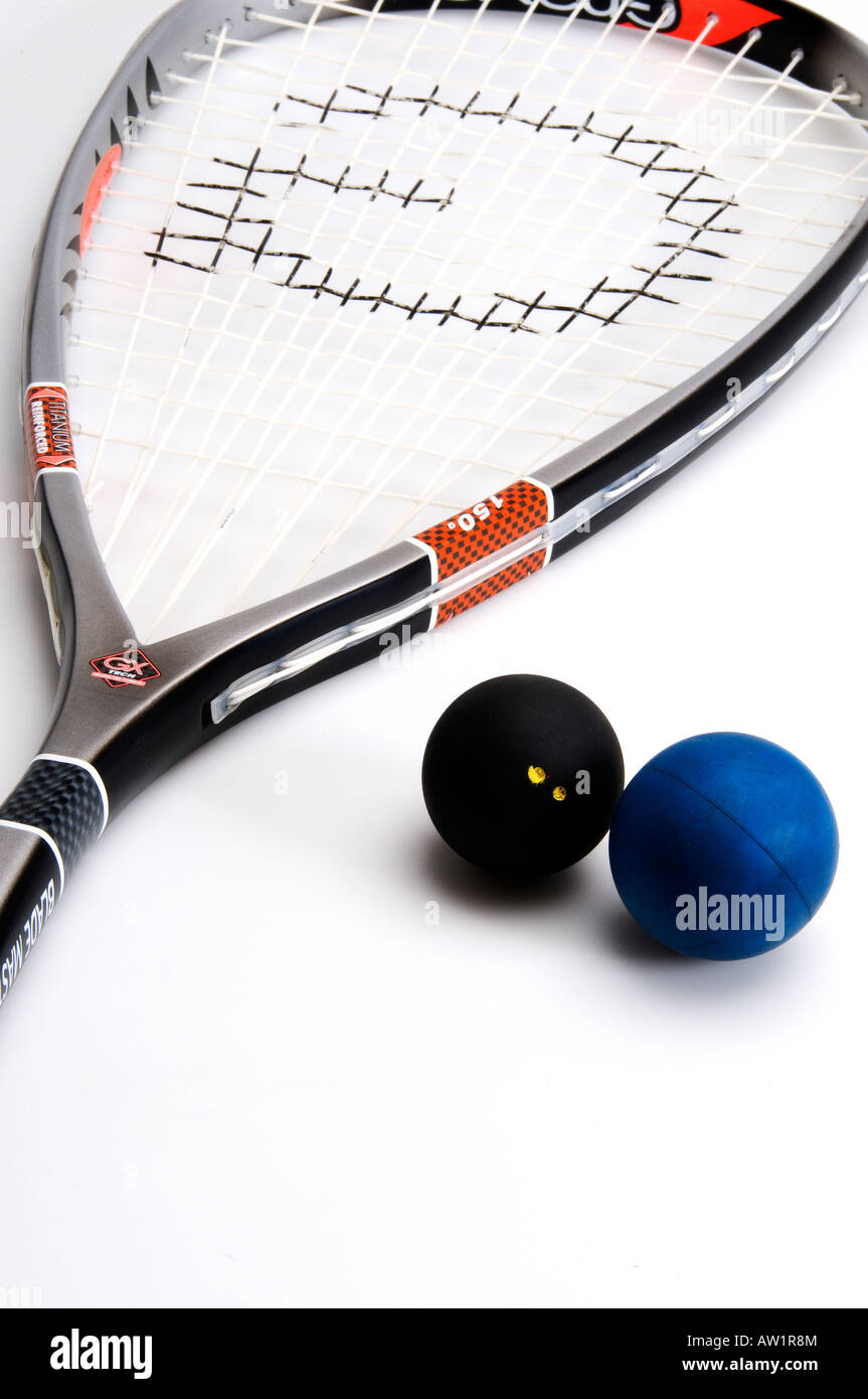 Image showing a squash racket and balls Stock Photo Alamy