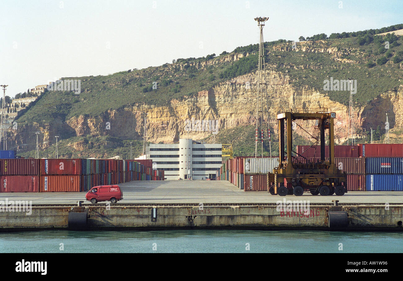 shipping containers at barcelona port Stock Photo