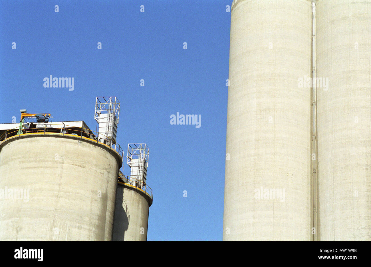 concrete storage silos at barcelona port Stock Photo