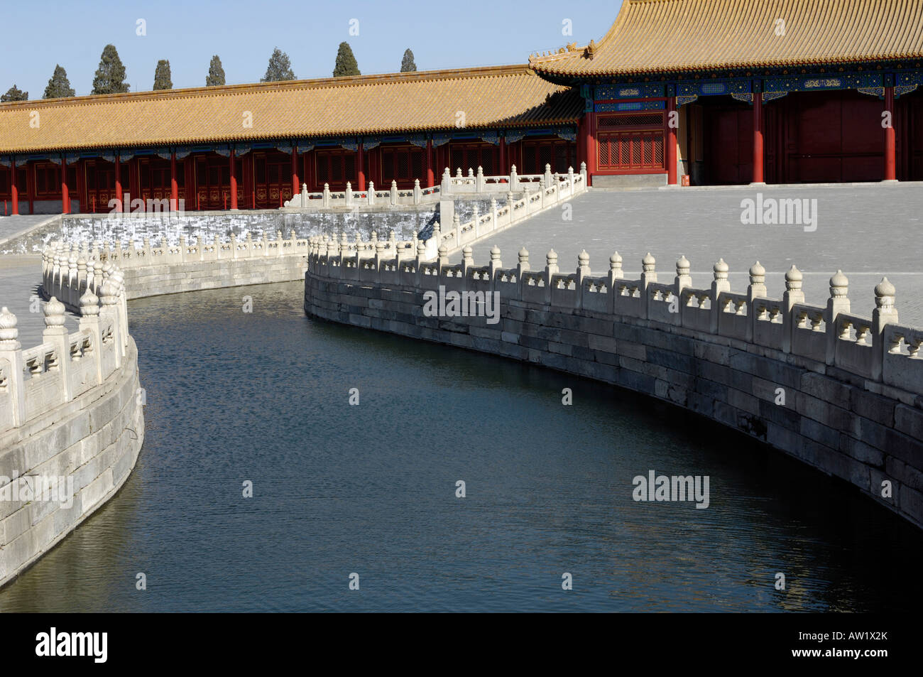 Imperial Palace Museum (Forbidden City) Golden River with marble balustrades. 03-Mar-2008 Stock Photo
