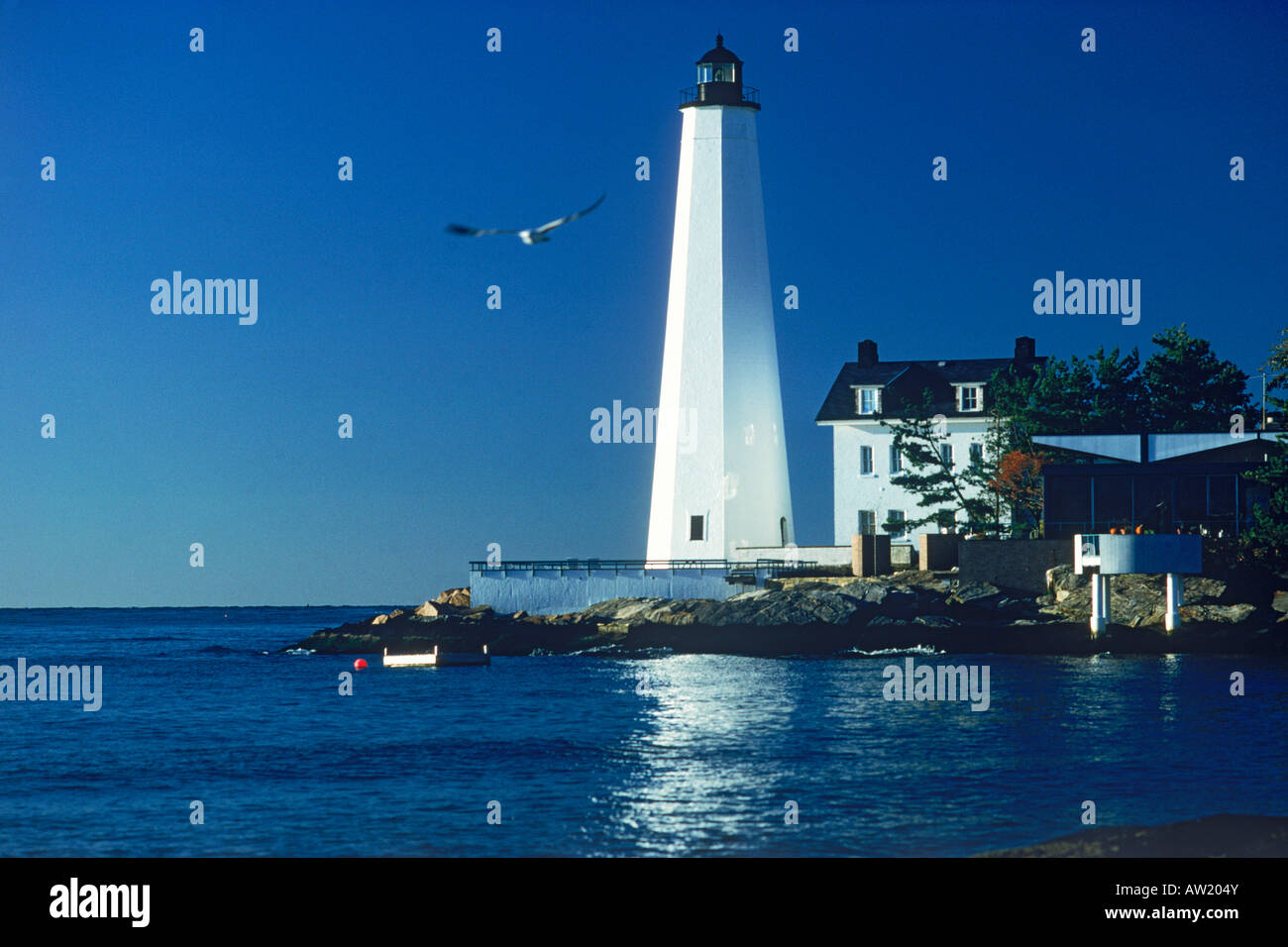 New London Harbor Lighthouse at New London, Connecticut Stock Photo