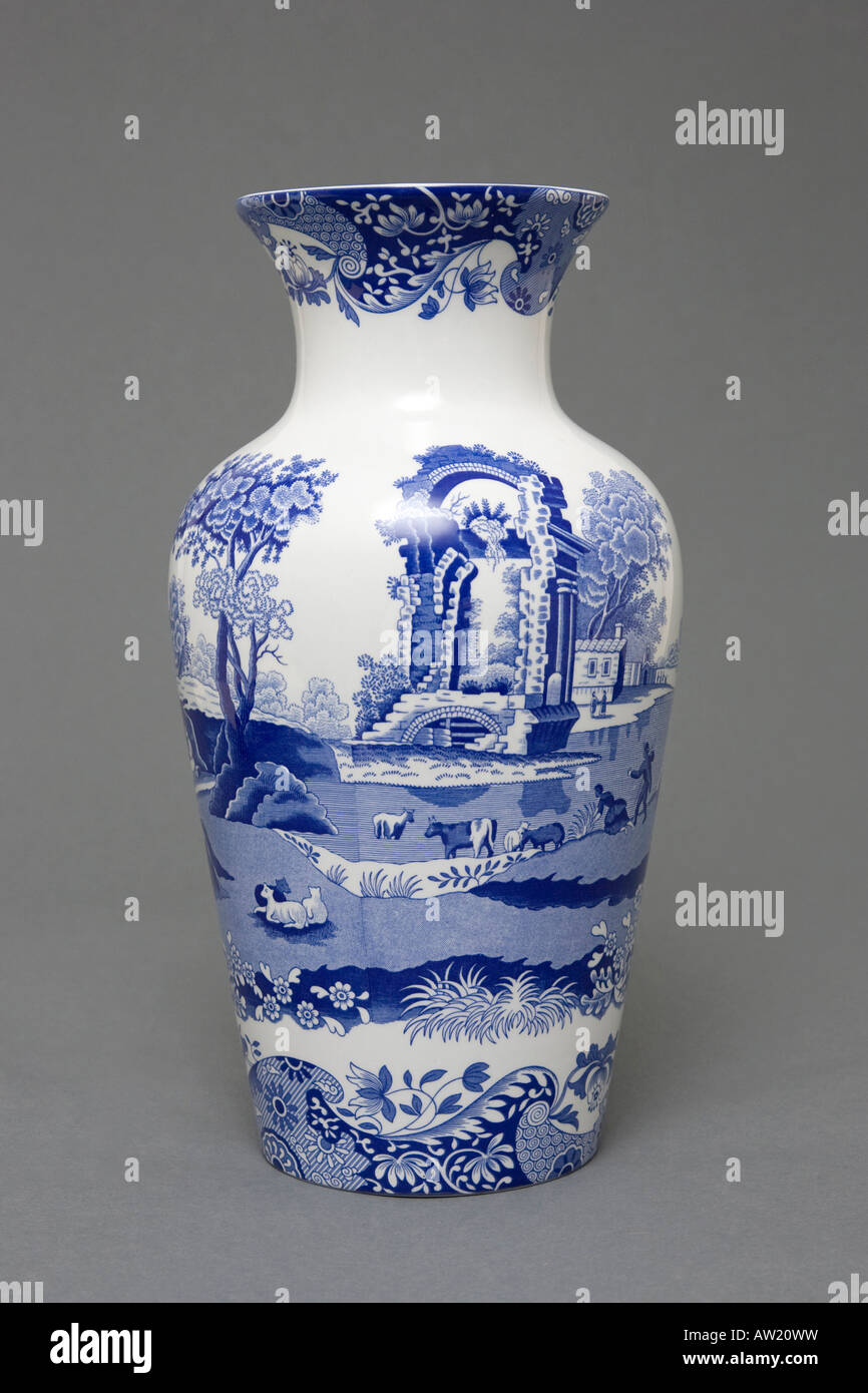 Blue Italian styled Spode blue vase based on a design from 1816 Stock Photo  - Alamy