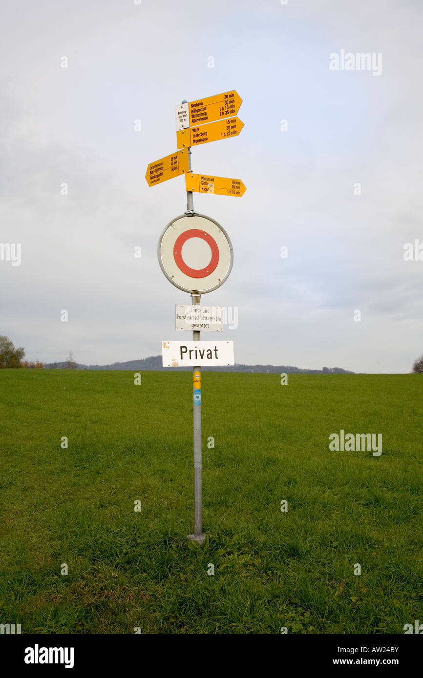 Swiss Hiking Path direction sign Stock Photo