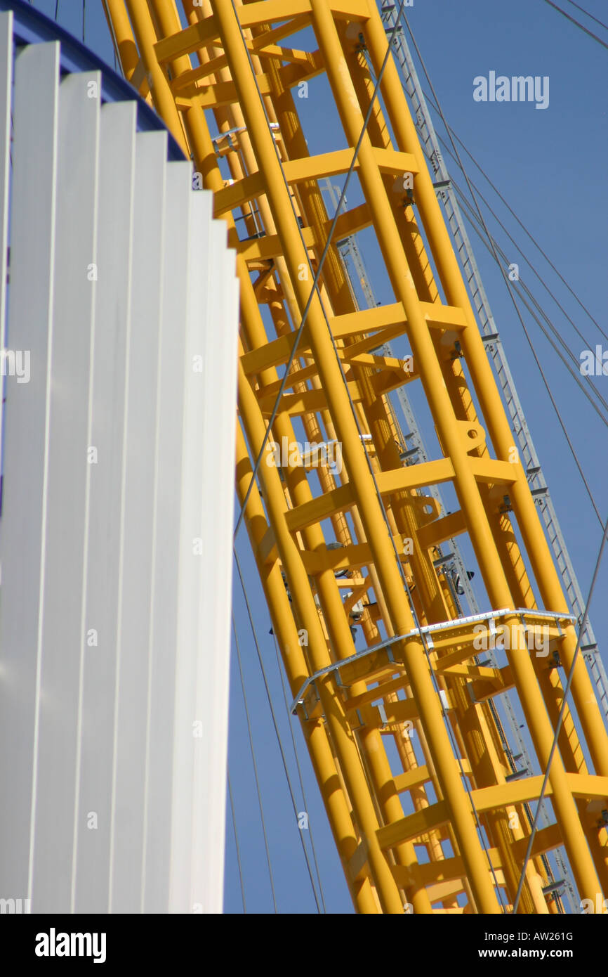 millenium dome yellow suspensin strut guard rail Stock Photo - Alamy